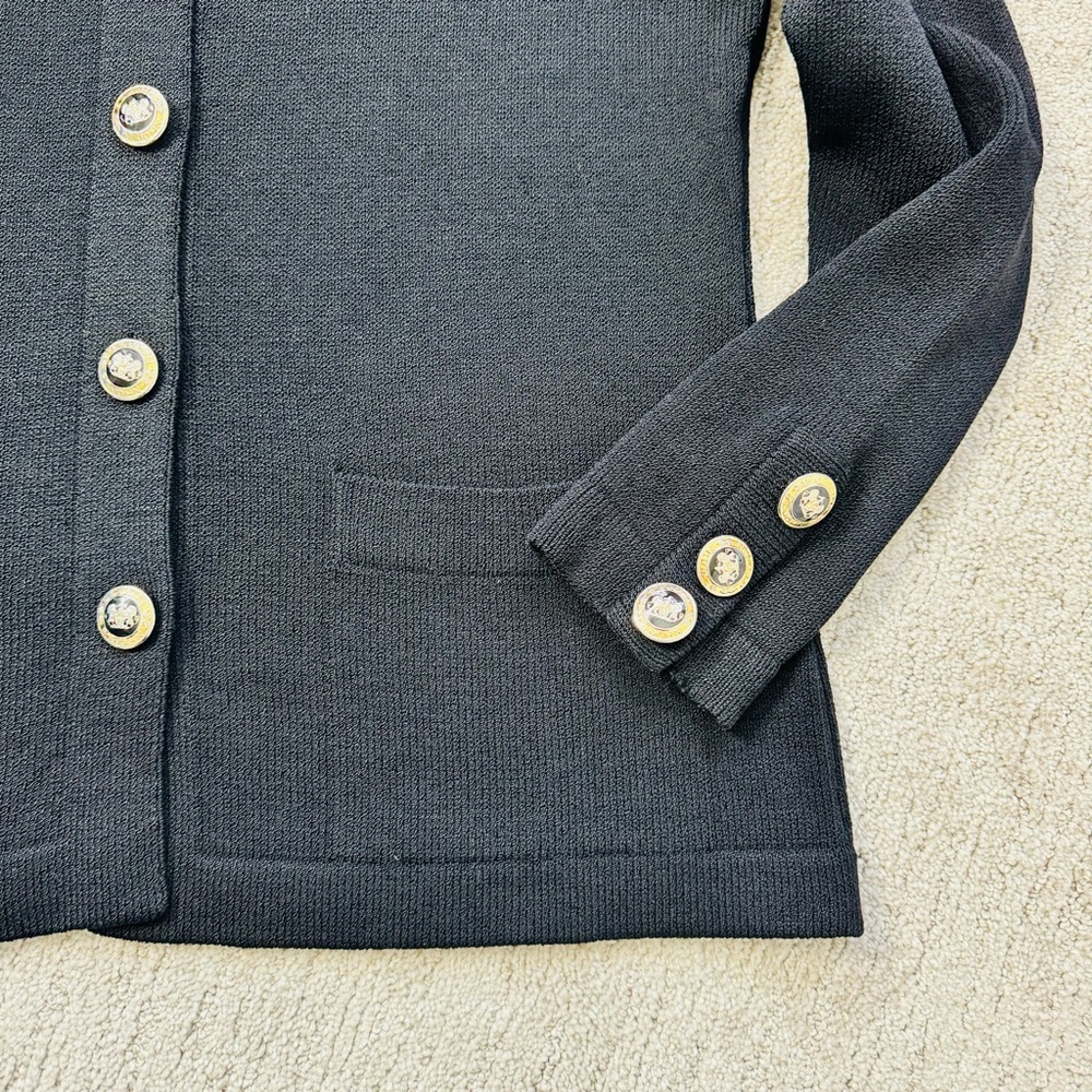 St. John Basics Black Santana Knit Cardigan with Gold Buttons - Picture 6 of 13
